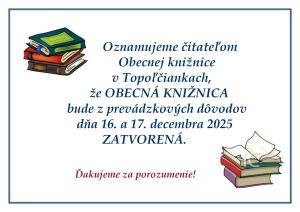 Obecná knižnica - oznam