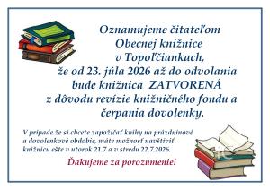 Obecná knižnica - oznam
