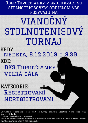 Plagát Vianočného stolnotenisového turnaja 2019