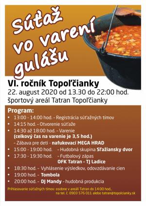 VI. ročník Súťaže vo varení gulášu - Topoľčianky 2020